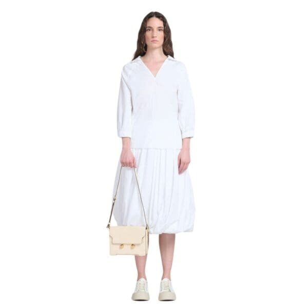 MARNI CREAM LEATHER TRUNKAROO MEDIUM SHOULDER BAG
