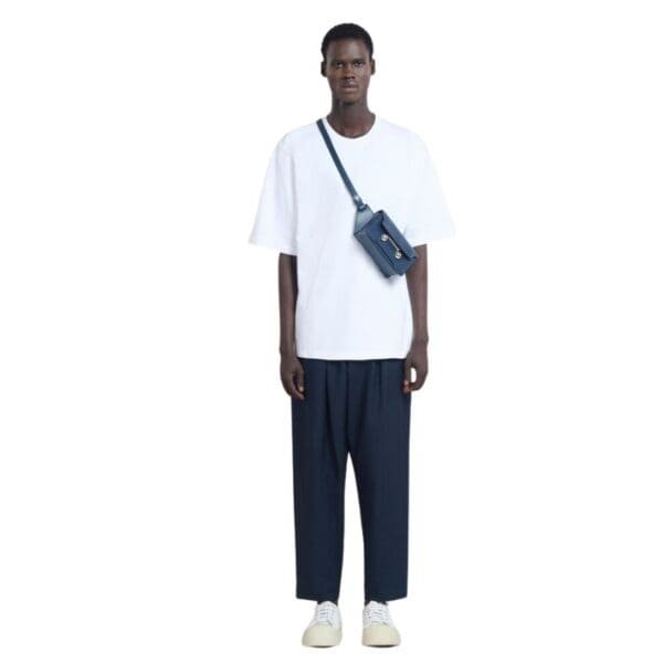 MARNI DEEP BLUE LEATHER TRUNKAROO CROSSBODY BAG