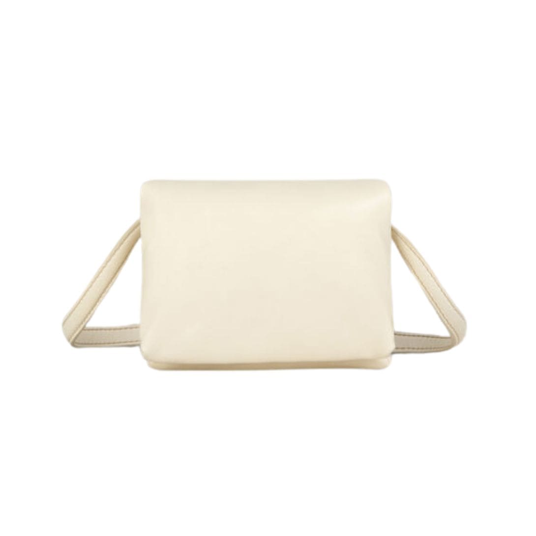 MARNI IVORY WHITE LEATHER MINI PRISMA POUCH