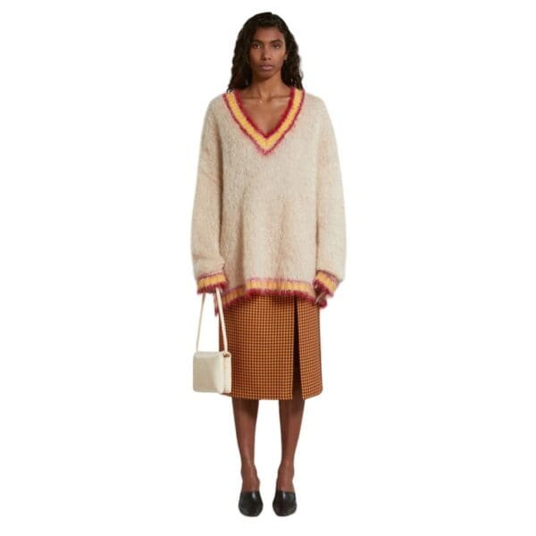 MARNI IVORY WHITE LEATHER PRISMA POUCH