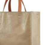 MARNI MUSEO SOFT BAG EW IN GREY GREEN AND BEIGE LEATHER