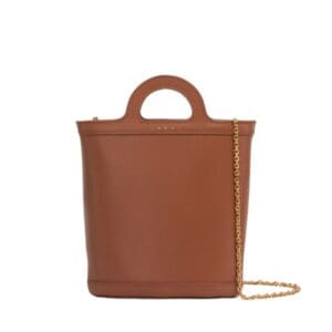 MARNI TROPICALIA NANO BUCKET BAG IN BROWN LEATHER