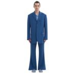 MARNI BLUE WOOL MOHAIR BLAZER WITH MARNI MENDING