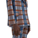 MARNI BROWN AND BLUE CHECKED TECHNO KNIT BLAZER