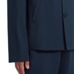 MARNI DEEP BLUE TROPICAL WOOL BLAZER WITH MARNI MENDING
