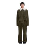 MARNI GREEN SUEDE JACKET WITH SHEARLING COLLAR
