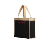 MARNI BLACK AND BEIGE JACQUARD SHOPPING BAG