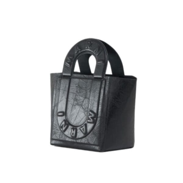 MARNI BLACK LEATHER SWEEDY SMALL TOTE BAG