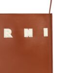 MARNI BROWN WHITE LEATHER MUSEO HOBO BAG WITH PATCHES