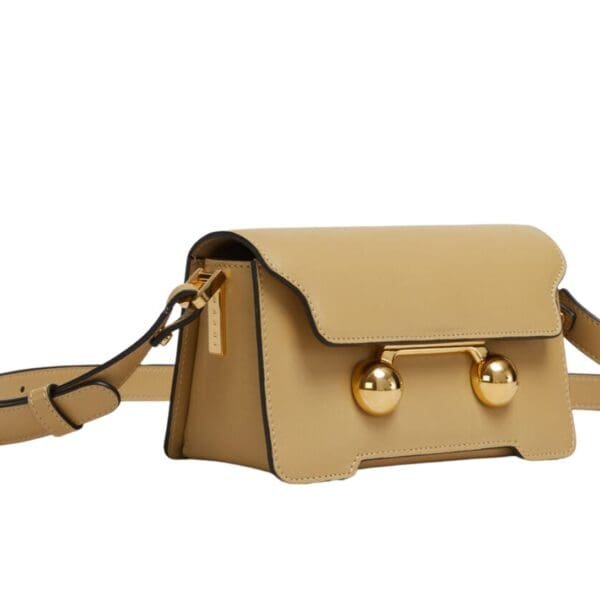 MARNI CAMEL LEATHER TRUNKAROO MINI SHOULDER BAG