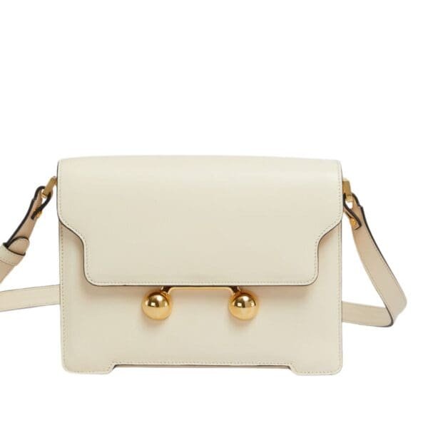 MARNI CREAM LEATHER TRUNKAROO MEDIUM SHOULDER BAG