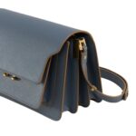 MARNI GREY SAFFIANO LEATHER MEDIUM TRUNK BAG