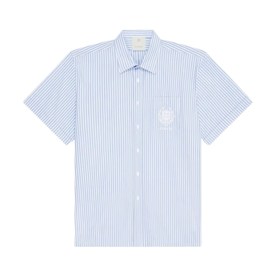 GIVENCHY STRIPED GIVENCHY CREST SHIRT IN COTTON