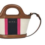 MARNI TROPICALIA MICRO BAG IN LEATHER AND RAFFIA EFFECT FABRIC