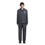 MARNI BLUE CHECKED WOOL AND COTTON OVERSHIRT