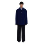 MARNI BLUE WOOL FELT CABAN COAT