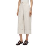 LOEWE CROPPED WORKWEAR TROUSERS IN COTTON AND LINEN