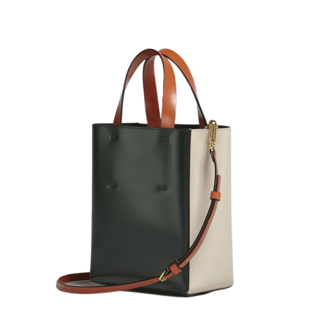 MARNI BI COLOURED MUSEO BAG IN SHINY CALFSKIN WITH SHOULDER STRAP