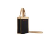 MARNI BLACK AND BEIGE JACQUARD MINI SHOULDER BAG