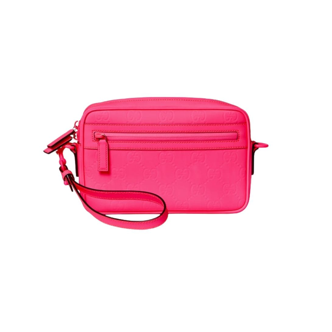 GUCCI GG RUBBER EFFECT CROSSBODY BAG IN PINK