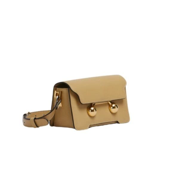 MARNI CAMEL LEATHER TRUNKAROO MINI SHOULDER BAG