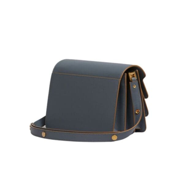 MARNI GREY SAFFIANO LEATHER MEDIUM TRUNK BAG