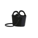 MARNI TROPICALIA MICRO BAG IN LEATHER AND RAFFIA EFFECT FABRIC