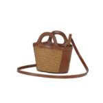 MARNI TROPICALIA MICRO BAG IN LEATHER AND RAFFIA EFFECT FABRIC