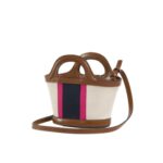 MARNI TROPICALIA MICRO BAG IN LEATHER AND RAFFIA EFFECT FABRIC