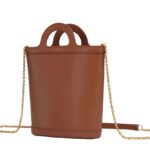 MARNI TROPICALIA NANO BUCKET BAG IN BROWN LEATHER