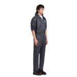 MARNI BLUE CHECKED WOOL AND COTTON OVERSHIRT