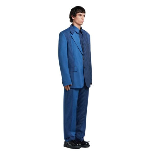 MARNI BLUE DÉGRADÉ PINSTRIPE WOOL BLAZER