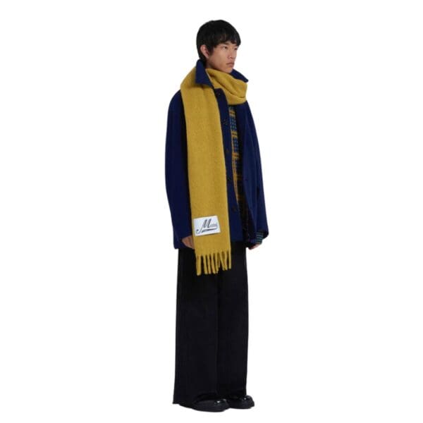 MARNI BLUE WOOL FELT CABAN COAT