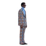 MARNI BROWN AND BLUE CHECKED TECHNO KNIT BLAZER