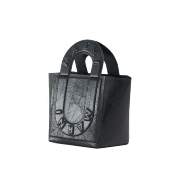 MARNI BLACK LEATHER SWEEDY SMALL TOTE BAG