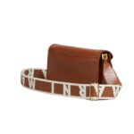 MARNI BROWN LEATHER EW SOFT TRUNK BAG WITH LOGO STRAP
