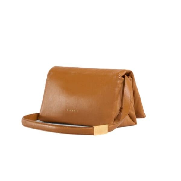 MARNI BROWN LEATHER PRISMA SHOULDER BAG