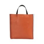 MARNI BROWN PALE BLUEBLACK TUMBLED LEATHER MUSEO SOFT BAG