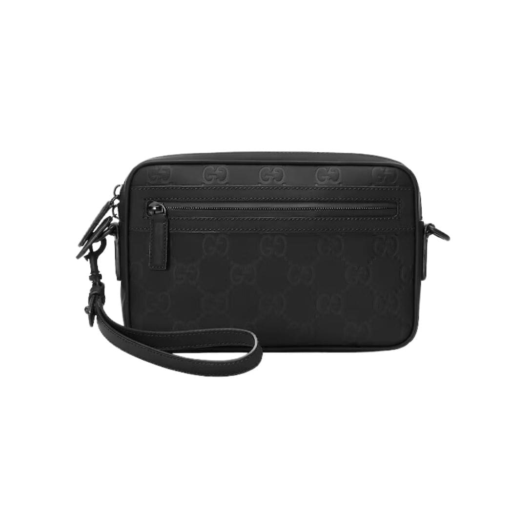 GUCCI GG RUBBER EFFECT CROSSBODY BAG IN BLACK