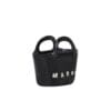 MARNI TROPICALIA MICRO BAG IN LEATHER AND RAFFIA EFFECT FABRIC