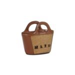 MARNI TROPICALIA MICRO BAG IN LEATHER AND RAFFIA EFFECT FABRIC