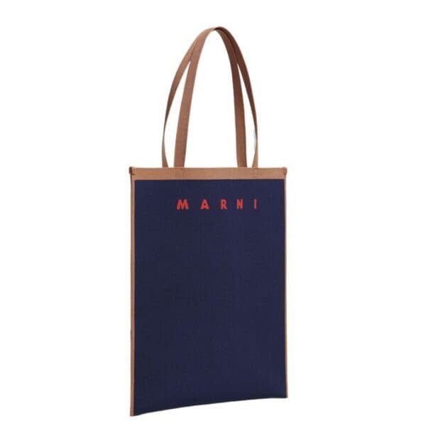 MARNI TRUNK SOFT IN BLUE AND BROWN KNIT FABRIC