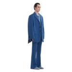 MARNI BLUE WOOL MOHAIR BLAZER WITH MARNI MENDING