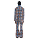 MARNI BROWN AND BLUE CHECKED TECHNO KNIT BLAZER