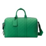 GUCCI GG RUBBER EFFECT MEDIUM DUFFLE BAG GREEN LETAHER