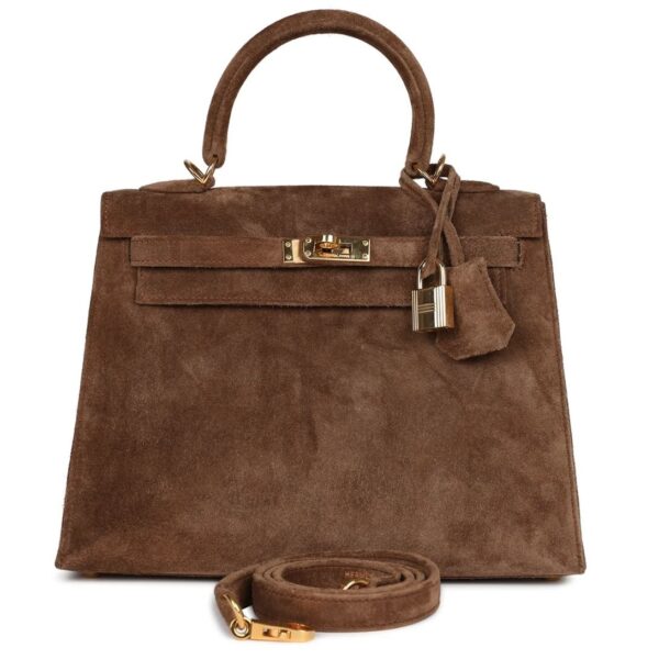 VINTAGE HERMÈS KELLY 25 BROWN DOBLIS GOLD HARDWARE