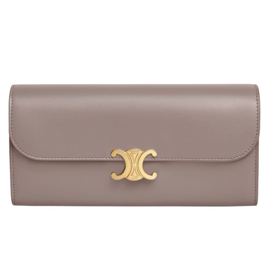 CELINE LARGE WALLET TRIOMPHE IN SHINY CALFSKIN PEBBLE
