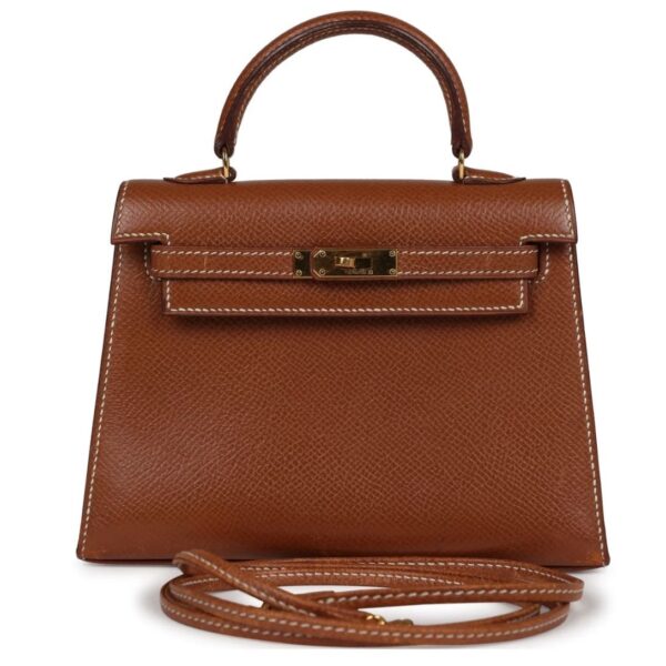 VINTAGE HERMÈS MICRO KELLY SELLIER 15 GOLD COURCHEVEL GOLD HARDWARE