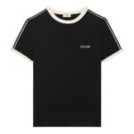 CELINE REGULAR T SHIRT IN COTTON JERSEY BLACK-CREAM