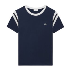 CELINE TRIOMPHE REGULAR T SHIRT IN COTTON JERSEY DEEP NAVY-WHITE